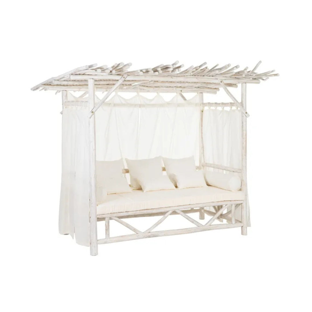 Cahya Balinese teak daybed side view showing full structure 