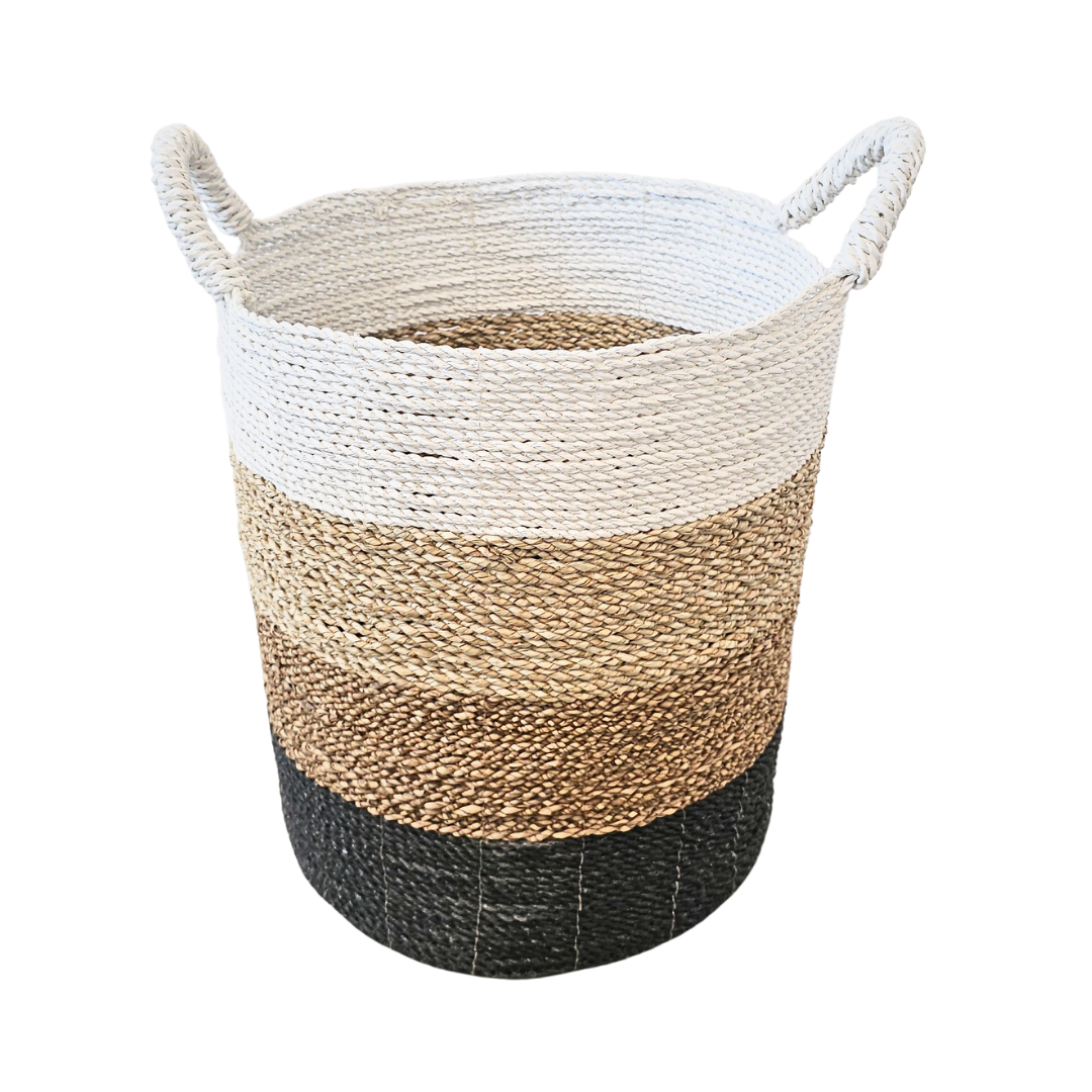 Small Calanque Basket with white rim and black base.
