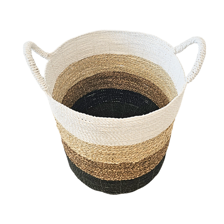 Top view of Calanque Seagrass Basket highlighting woven texture.