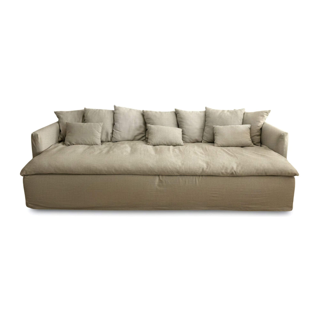 Cala Bianca Sofa in natural 100% linen with spacious seating.