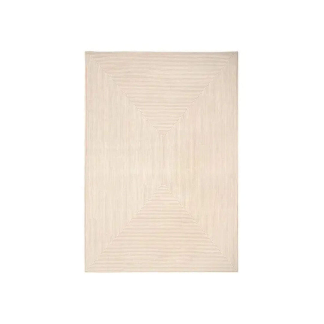 Small Castelsardo outdoor rug beige and white full view with geometric design