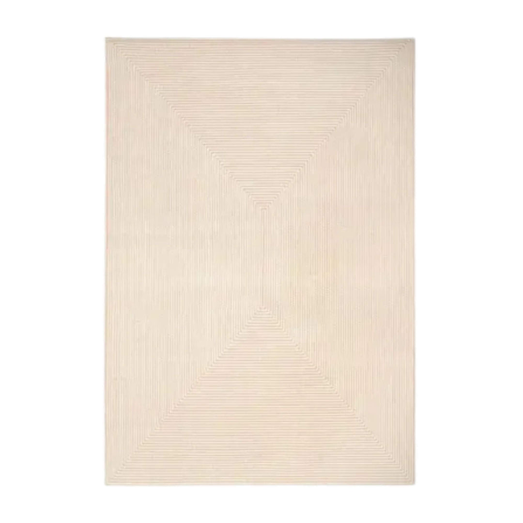 Large Castelsardo outdoor rug beige and white highlighting minimalist pattern
