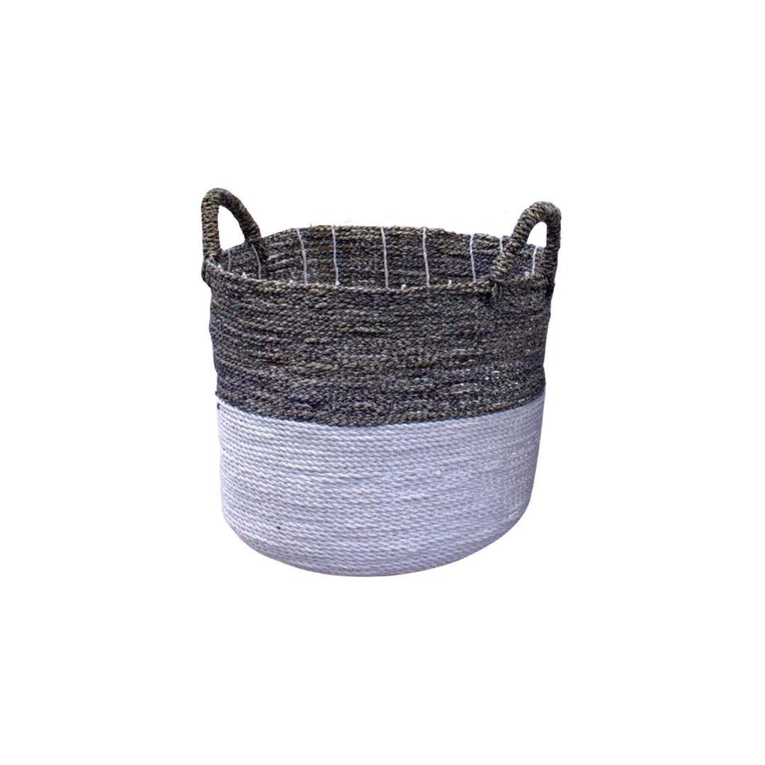 Small Charcoal Basket with white base and charcoal upper