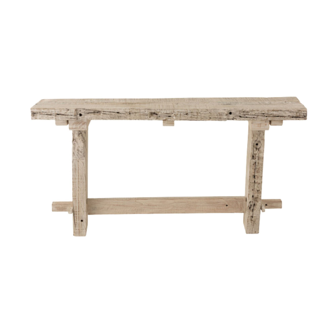 Full perspective of Chiang console table in sheesham wood showcasing minimalist rustic design