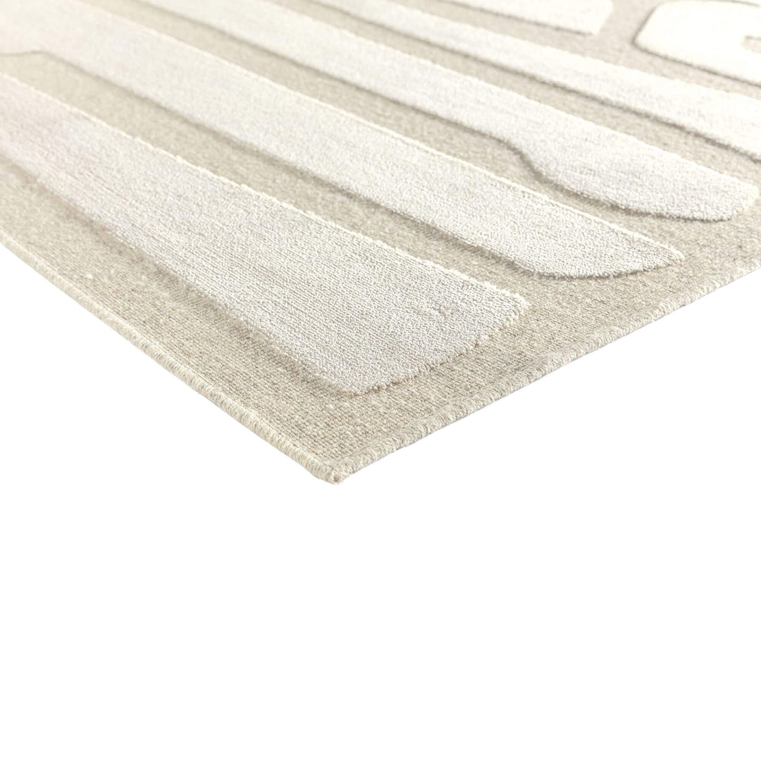 Close-up of the raised wool–viscose texture and minimalist design.