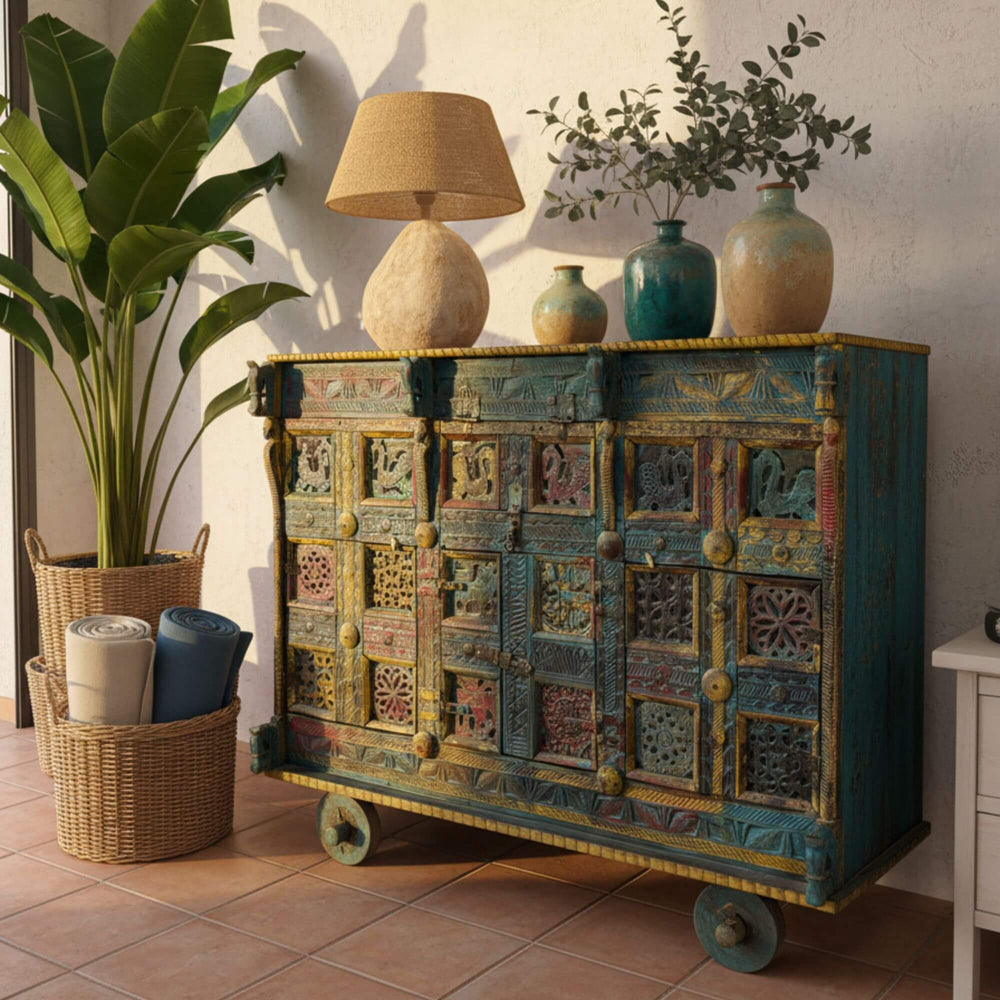 Styled interior featuring the Chopta Wheels Buffet with decorative accessories.