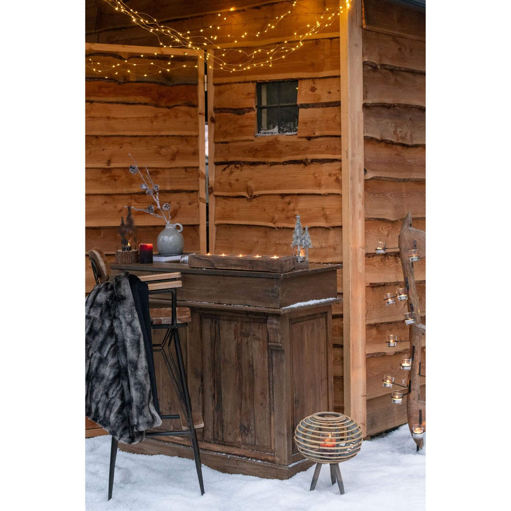 Chot Candle reclaimed wood holder with five glass candle inserts displayed from above