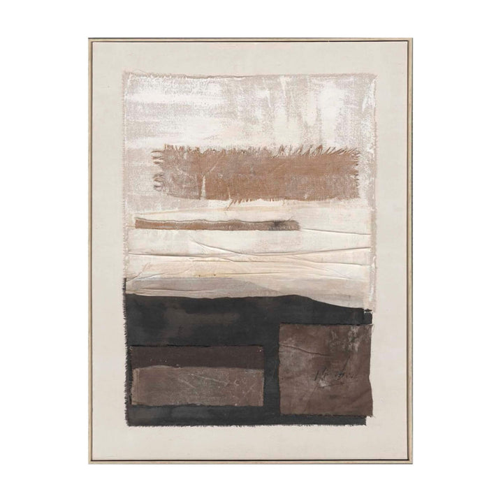 Clay & Chalk Painting abstract canvas artwork in natural tones of beige, brown, and black.