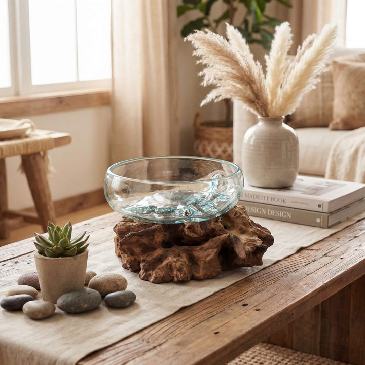 CLEO TEAK ROOT GLASS BOWL