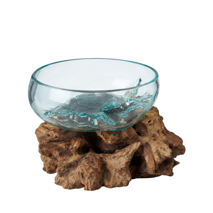 CLEO TEAK ROOT GLASS BOWL