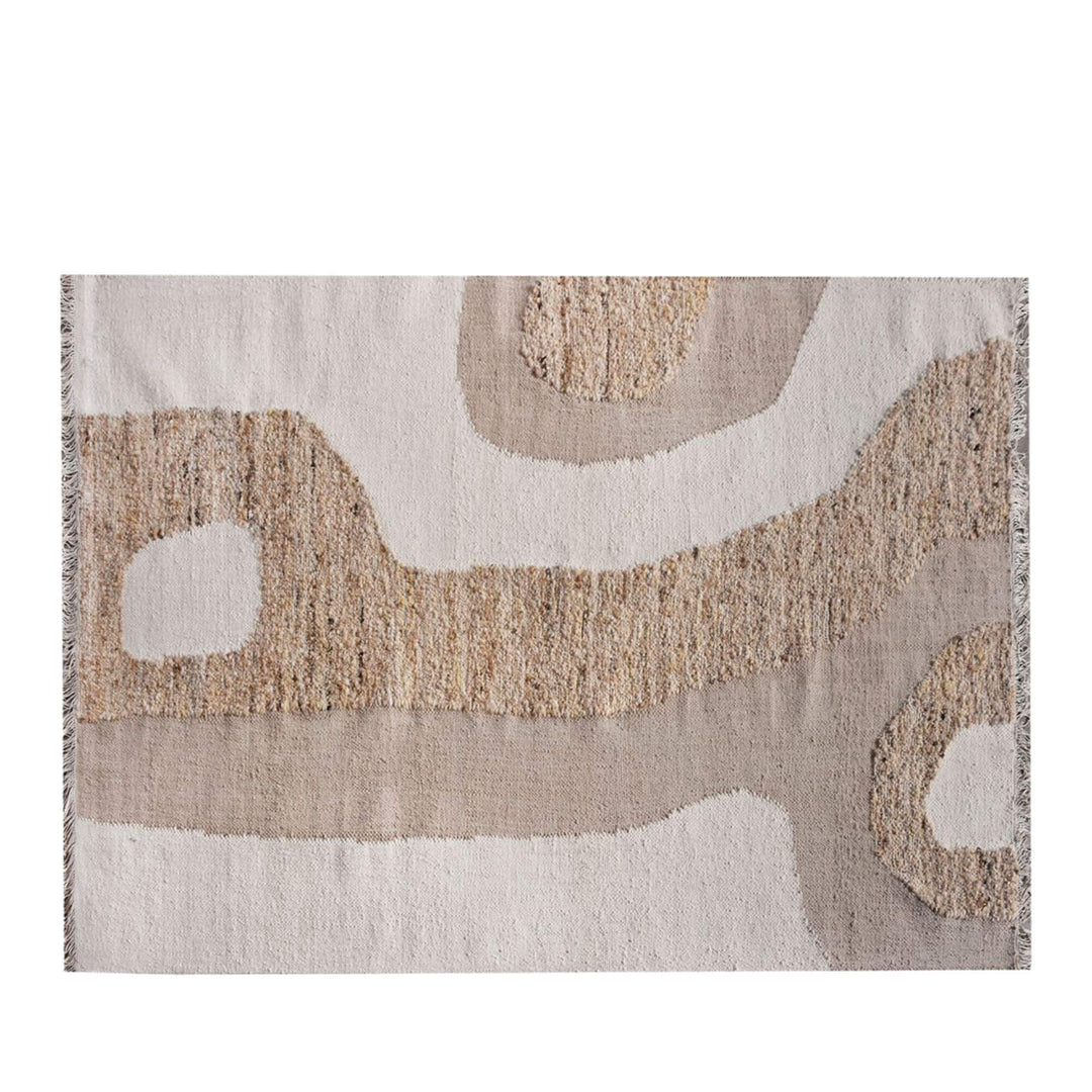 Front view of the Colsea Rug featuring abstract organic patterns in neutral wool tones.