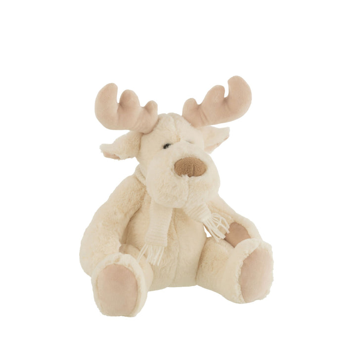 Small Comet Deer Figure seated with plush beige body and antlers.