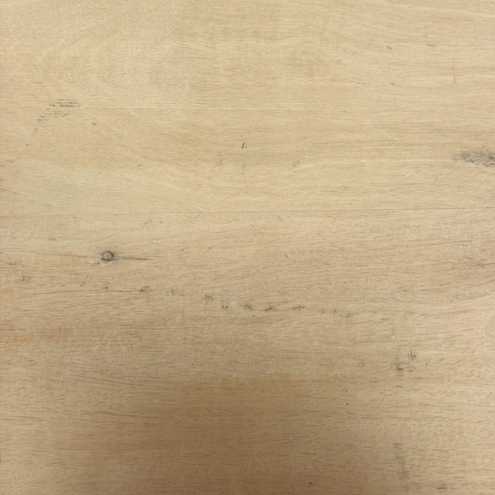 Close-up of the natural sheesham wood top surface.