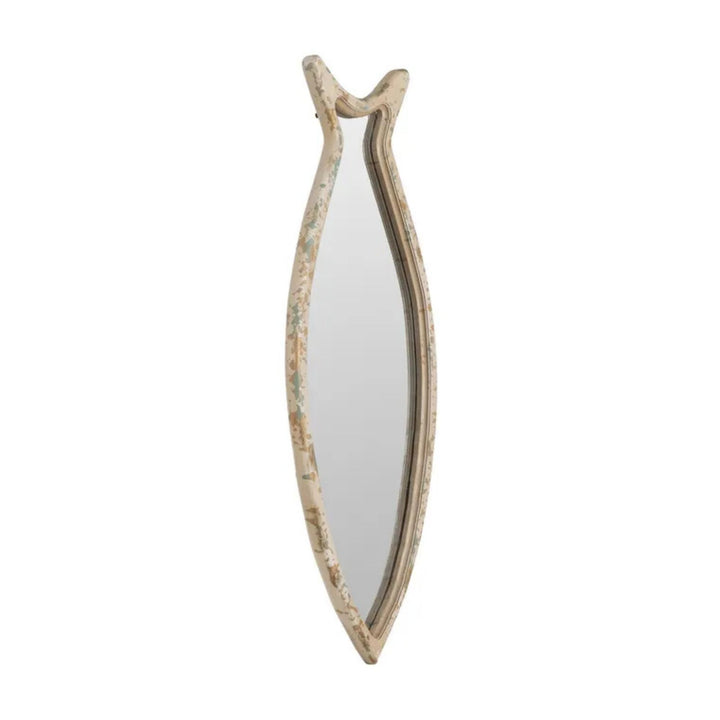 Front view of Coral Fish Mirror “A” in reclaimed wood with crystal mirror, large size
