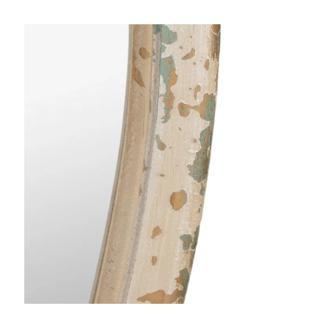 Close-up detail of distressed reclaimed wood frame