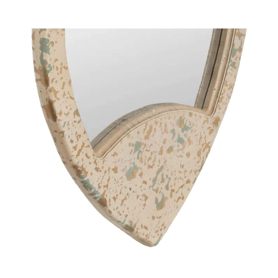 Close-up detail of reclaimed wood texture on Coral Fish Mirror B