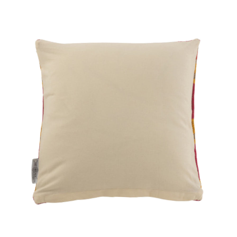 Back view of Coral jute cushion showing plain cotton fabric finish