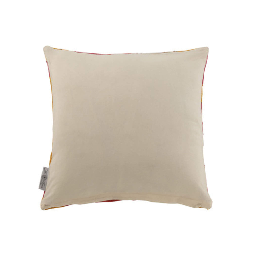 Back view of Coral Jute Cushion Collection “C” with plain cotton fabric