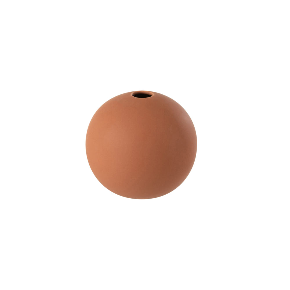 Small Coral Mate Vase with smooth matte coral finish.