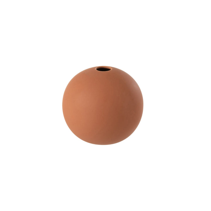 Small Coral Mate Vase with smooth matte coral finish.