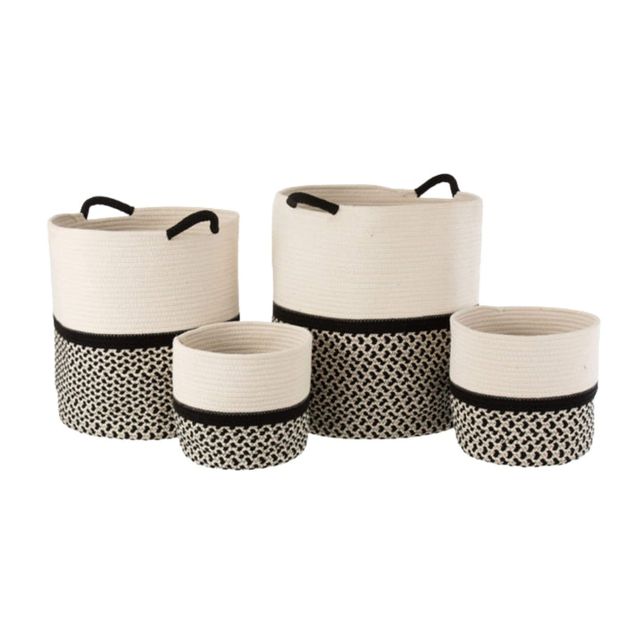 Set of four Cotto baskets in natural and black two-tone design