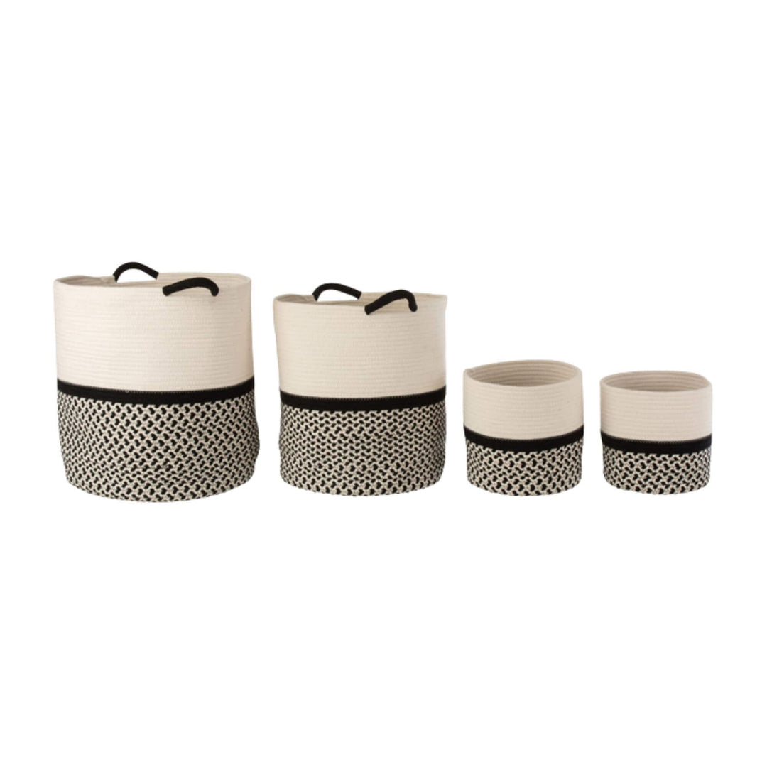 Cotto fabric baskets in small, medium, and large sizes