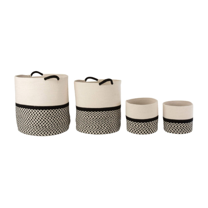 Cotto fabric baskets in small, medium, and large sizes