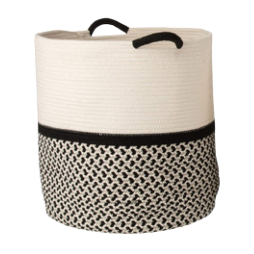 Large Cotto basket with black handles and patterned base