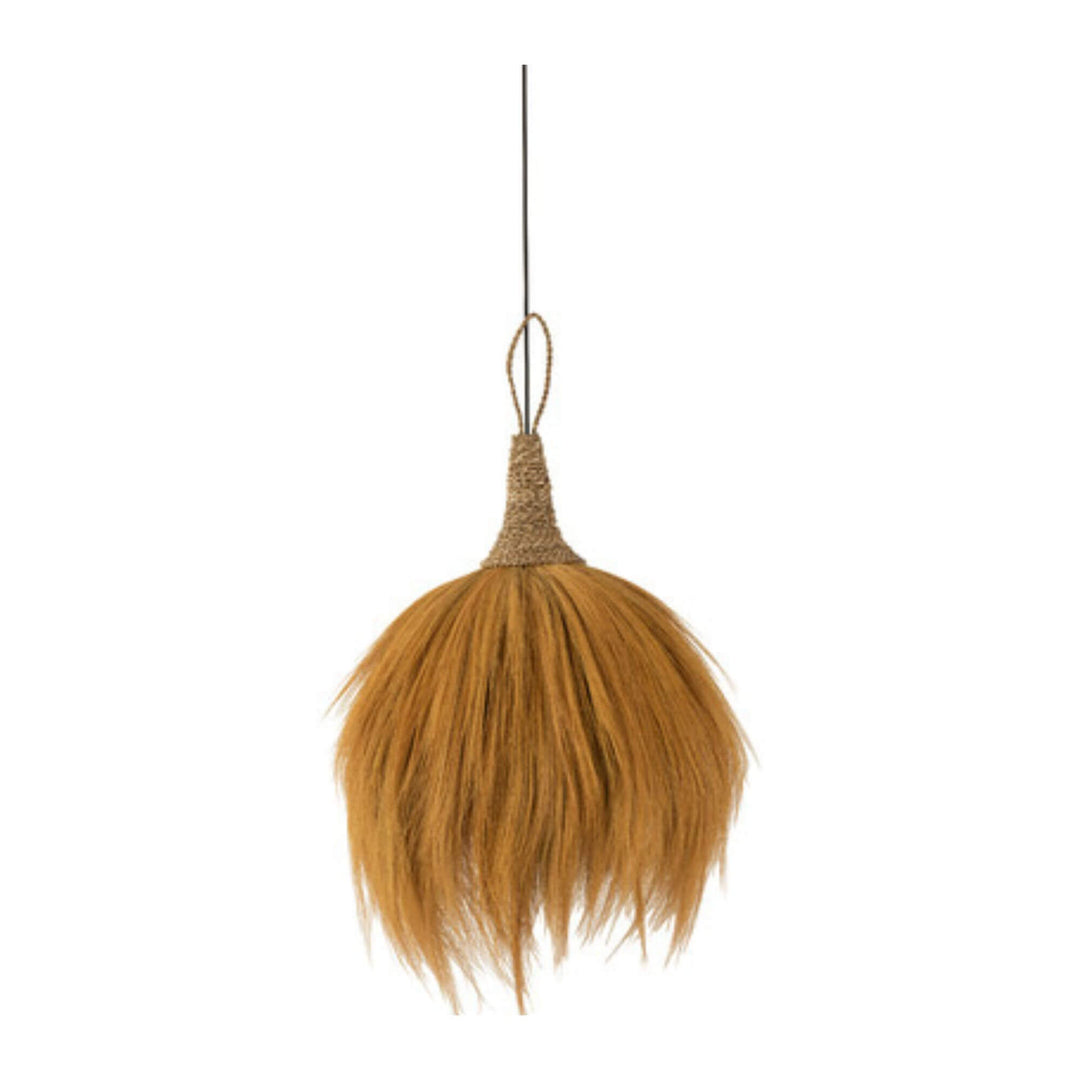 Front view of Coza Lamp pendant handwoven from natural seagrass.