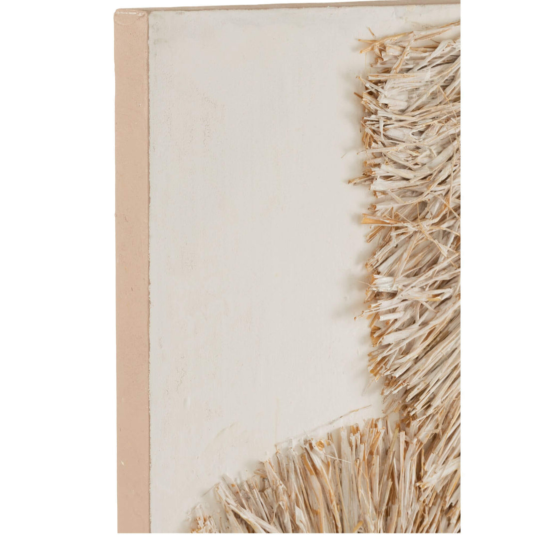 Beige textured Creta Painting with a corner showing frayed edges on a white background