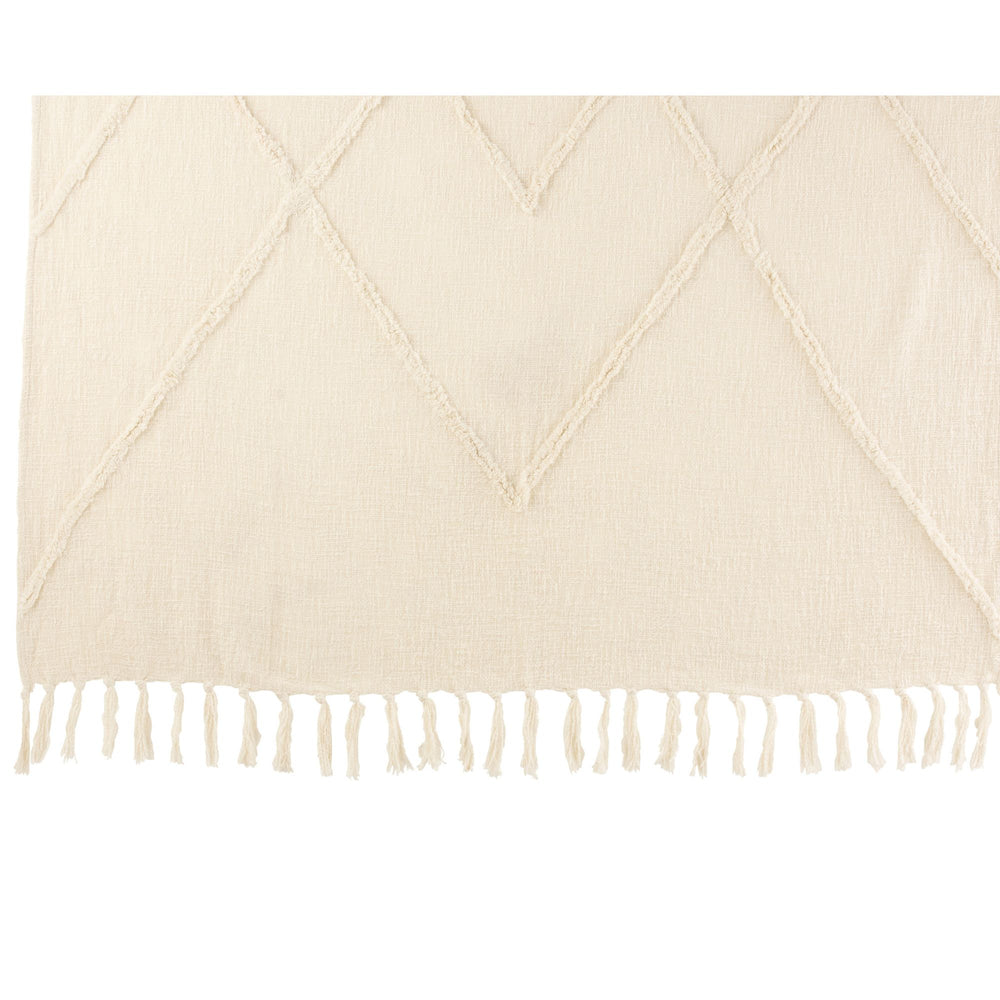 Open view of Cuad plaid in ivory cotton-polyester fabric