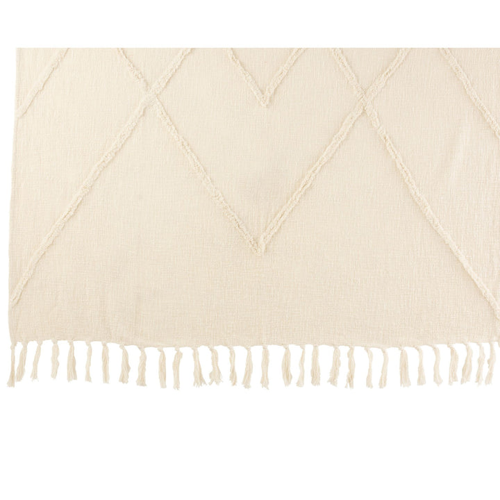 Open view of Cuad plaid in ivory cotton-polyester fabric