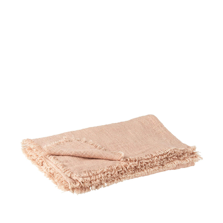 Folded Cuad Rosa plaid in soft pink with textured cotton-polyester weave