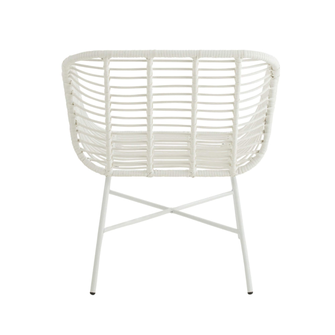 Back view highlighting open weave design and metal frame