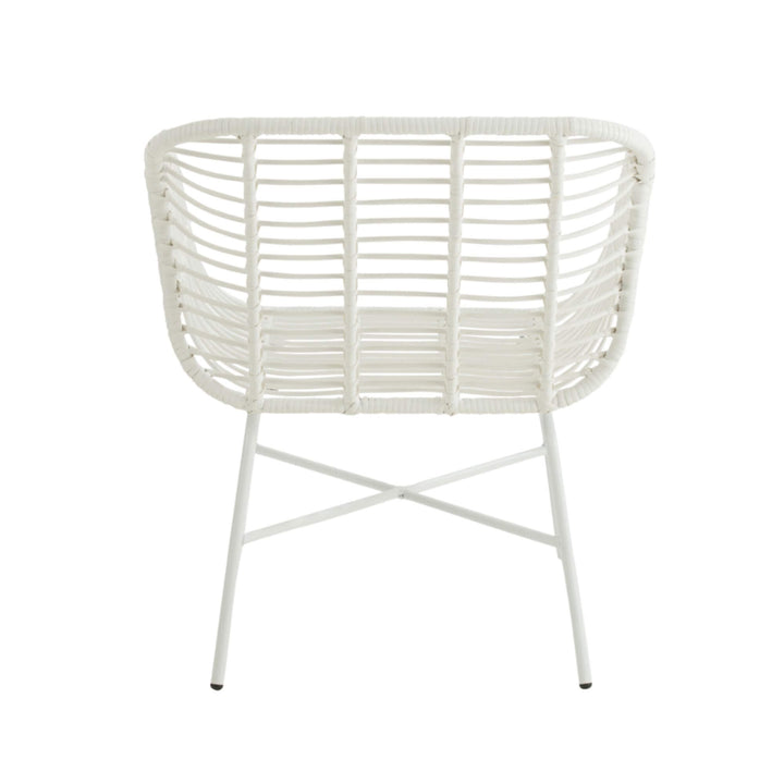 Back view highlighting open weave design and metal frame