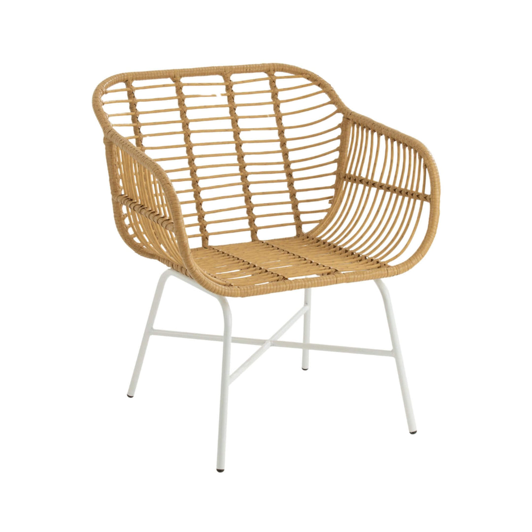 Angled view of Cubagua lounge chair emphasizing seat depth and relaxed design