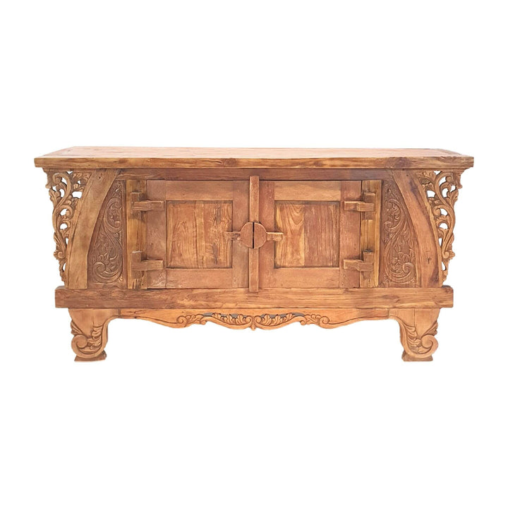 Dalia carved buffet in recycled teak wood with ornate detailing