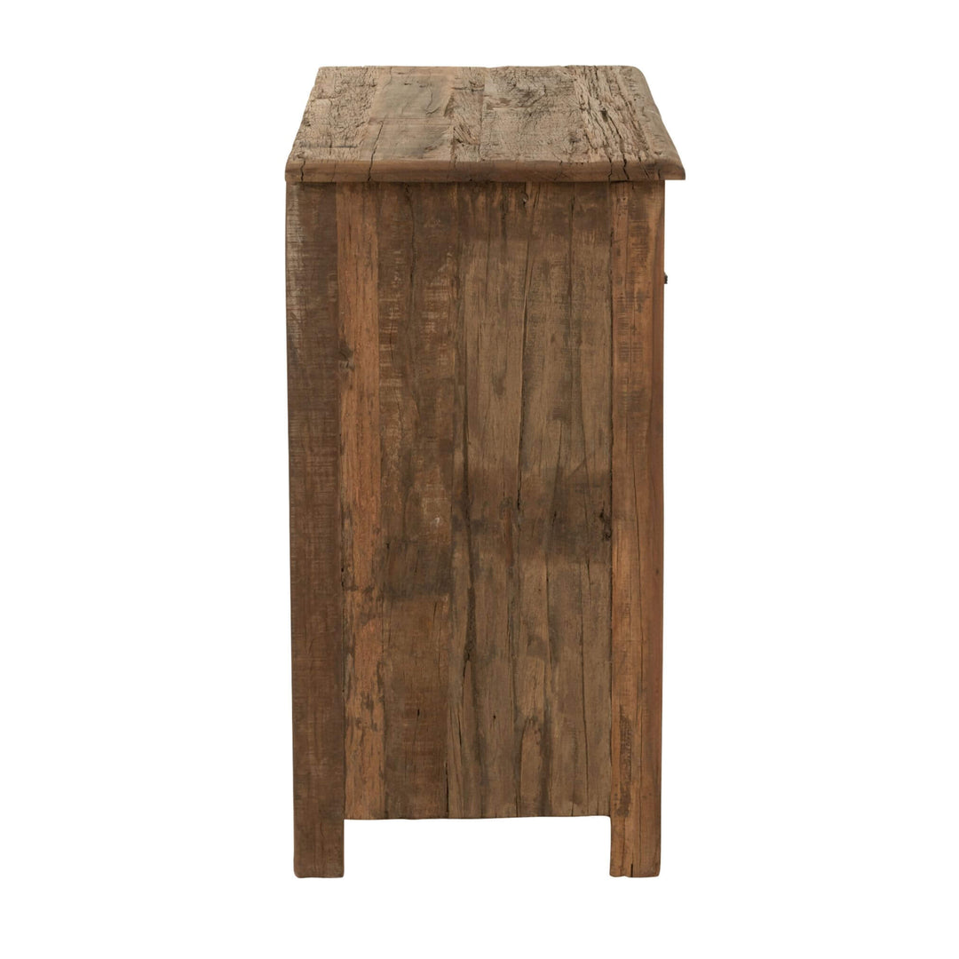 Side view of reclaimed Sheesham boho-style chest