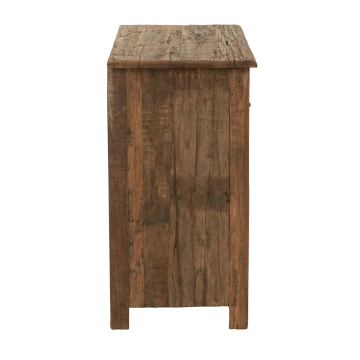 Side view of reclaimed Sheesham boho-style chest