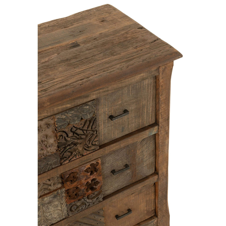 Drawer detail showing reclaimed wood texture and craftsmanship