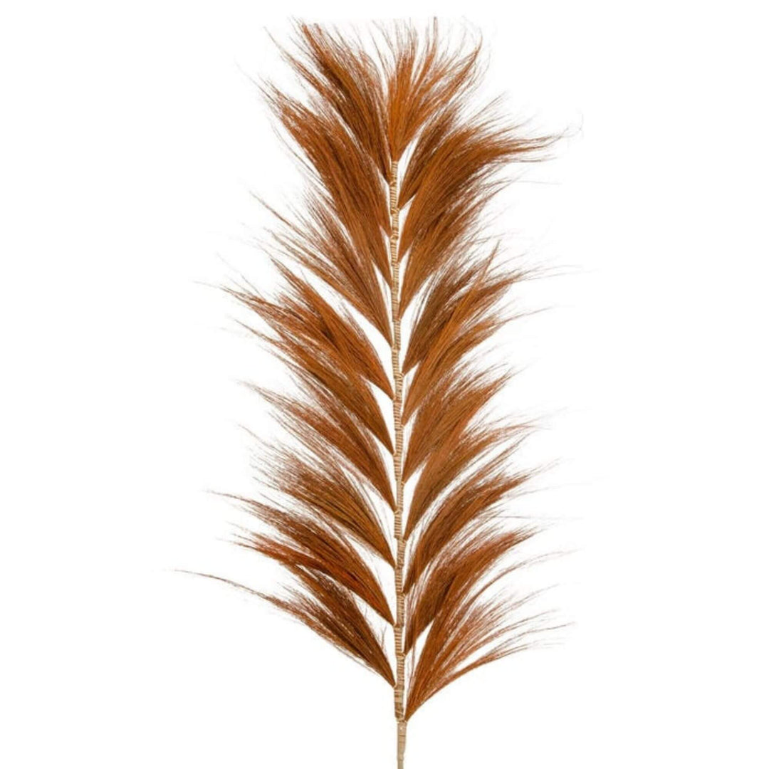 Decorative furry palm stem in orange with natural fiber texture