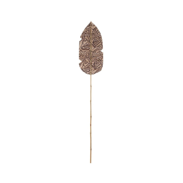 Full view of Deco Palm Leaf “A” with natural fibers and tribal pattern