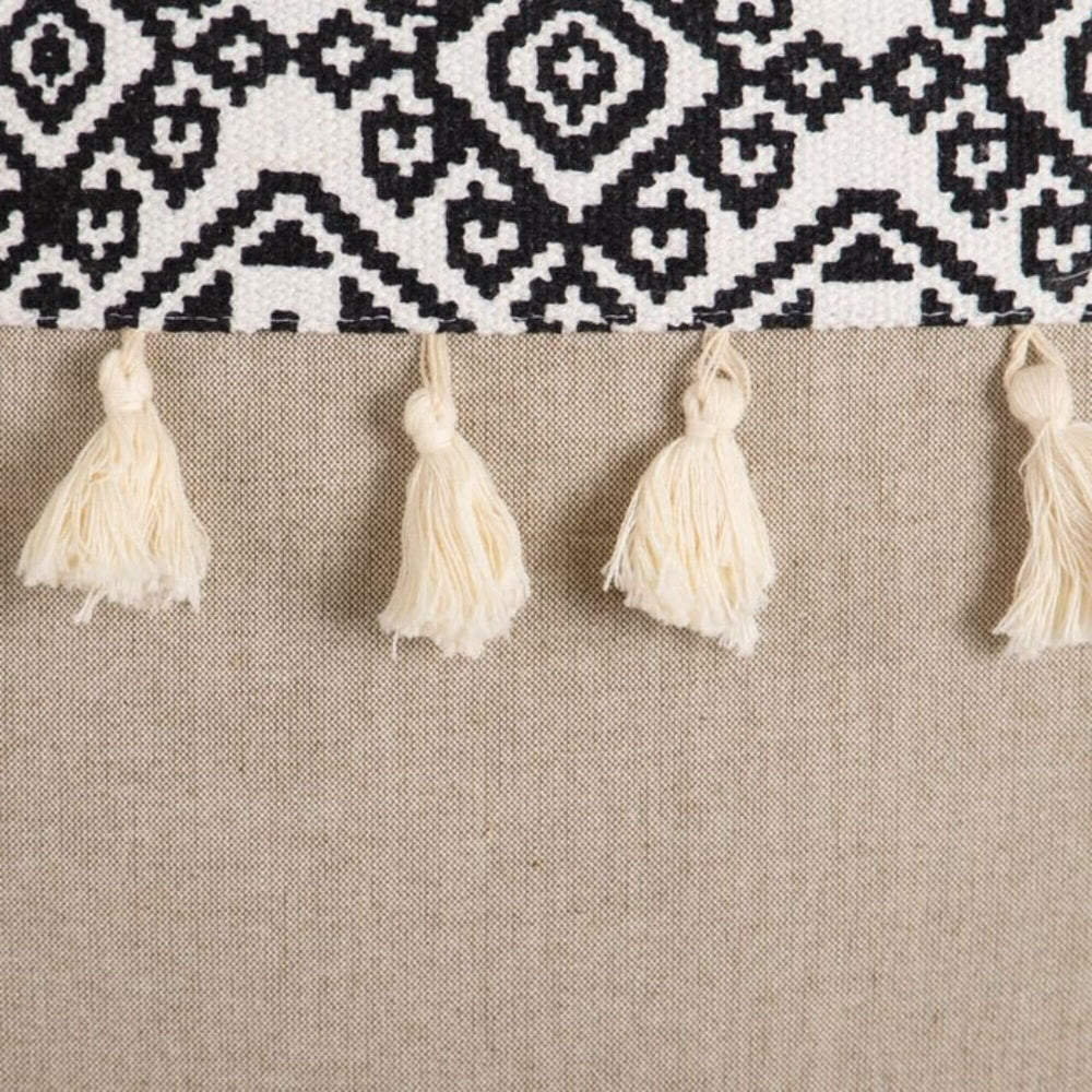 Close-up of cotton tassels and textured fabric detail
