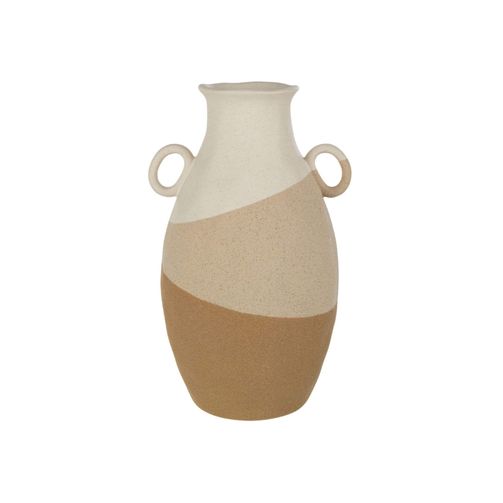 Large Desana ceramic vase front view showing three-tone finish