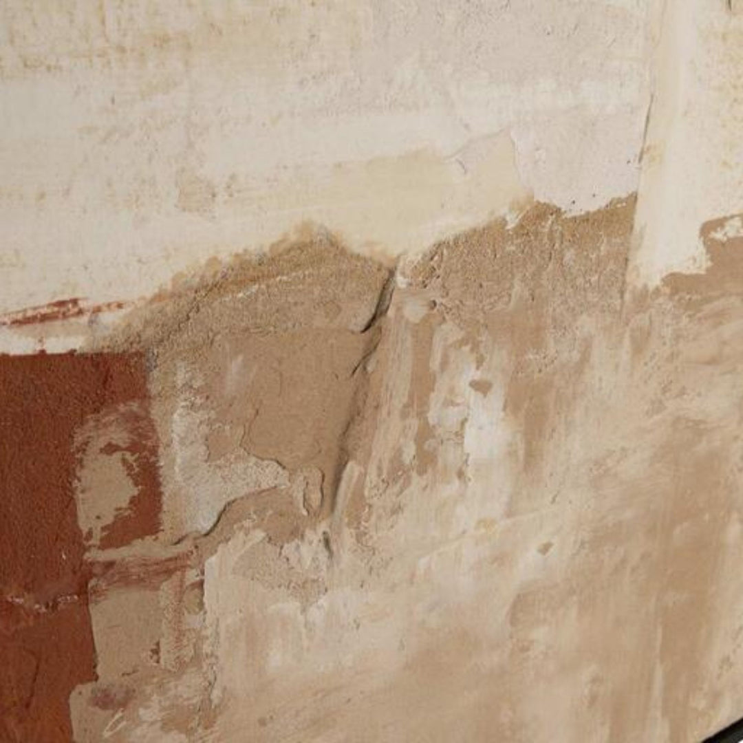 Close-up of the layered brushwork in sand and terracotta tones.