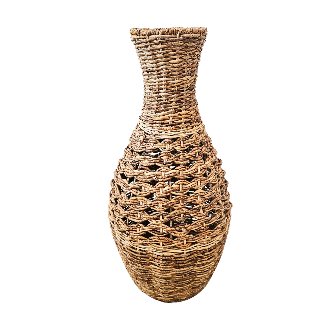 Tall Digue Rattan Basket with open-weave design