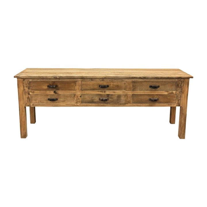 Front view of the Dinka Console Table crafted from natural reclaimed wood.