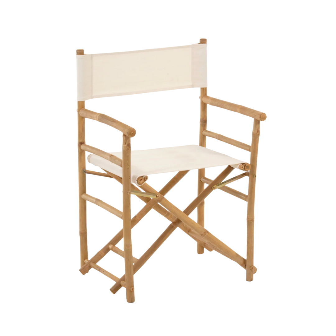 Angled view of Director Chair showing lightweight bamboo design