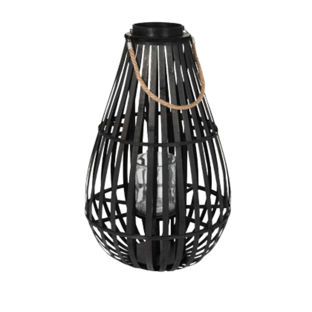 Single Large Drop lantern isolated on white background showing its curved form and rope handle.