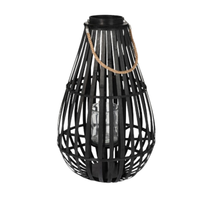 Single Large Drop lantern isolated on white background showing its curved form and rope handle.